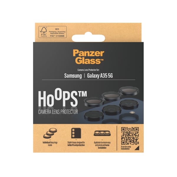 PanzerGlass ® Hoops® Camera Lens Protector Black Samsung Galaxy A35 5G Kirkas näytönsuoja 1 kpl