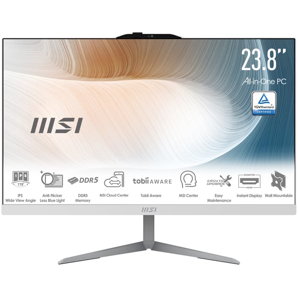MSI Modern AM242 1M-2222EU Intel Core 3 100U 60,5 cm (23.8") 1920 x 1080 pixlar Allt-i-ett-dator 8 GB DDR5-SDRAM 512 GB SSD Windows 11 Pro Wi-Fi 6E (802.11ax) Svart