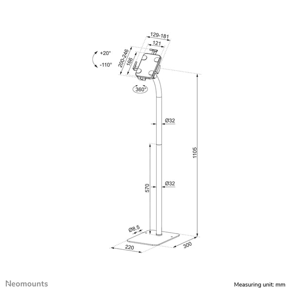 Neomounts FL15-625BL1 ställ och skyddsskal för surfplattor Svart 27,9 cm (11")
