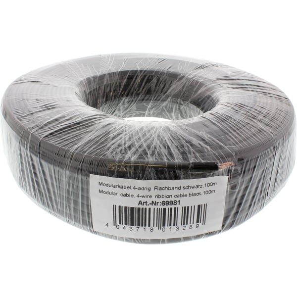InLine 69981 telefonkabel 100 m Sort