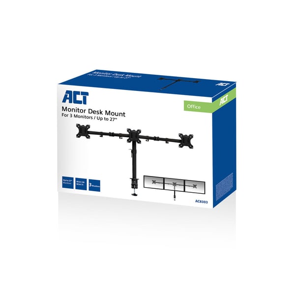 ACT AC8303 skærmbeslag og -stativer 68,6 cm (27") Skrivebord Sort