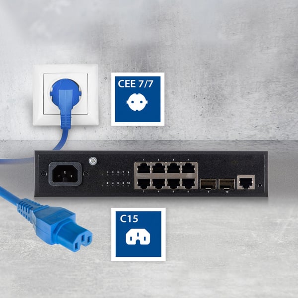 ACT AK5295 strömkablar Blå 1,5 m CEE7/7 C15 coupler