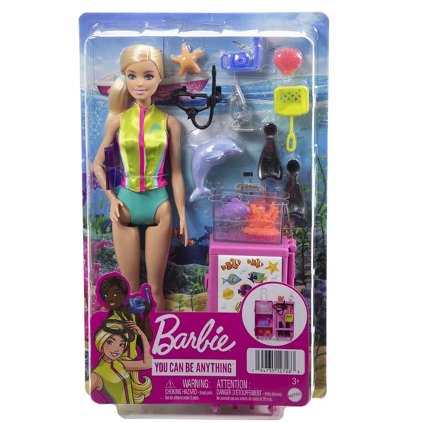 Barbie Barbie-marinbiologdocka och lekset (ljus hudton)