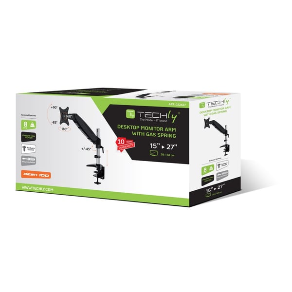 Techly ICA-LCD 111-BK monitorin kiinnike ja jalusta 68,6 cm (27") Vastaanotto Musta