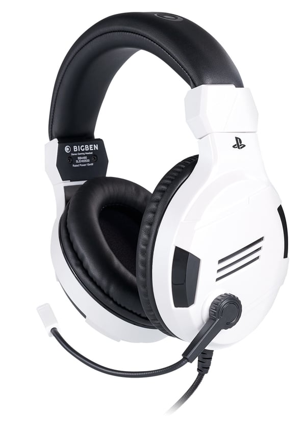 BIG BEN PS4OFHEADSETV3WHITE kuulokkeet ja kuulokemikrofoni Langallinen Pääpanta Pelaaminen Musta, Valkoinen