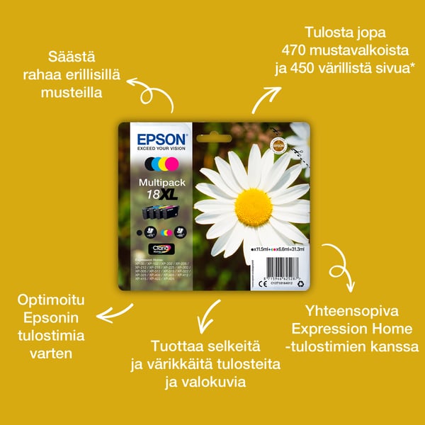 Epson 18 Muste Gänseblume Single, XL, musta