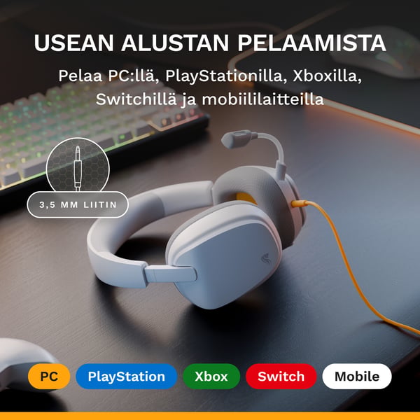 Glorious Gaming GHS Eternal Kuulokkeet Langallinen Pääpanta Pelaaminen Valkoinen