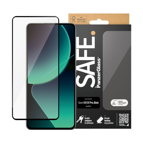 PanzerGlass SAFE. by ® Screen Protector Xiaomi 13T | 13T Pro | Ultra-Wide Fit Genomskinligt skärmskydd 1 styck