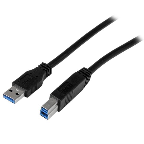 StarTech.com 1 m certificeret USB 3.0 SuperSpeed-kabel A til B - Sort - USB 3-tilslutningskabel - S