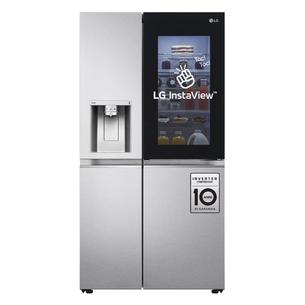 LG InstaView GSXV90MBAE side-by-side køle-fryseskab Fritstående 635 L Rustfrit stål