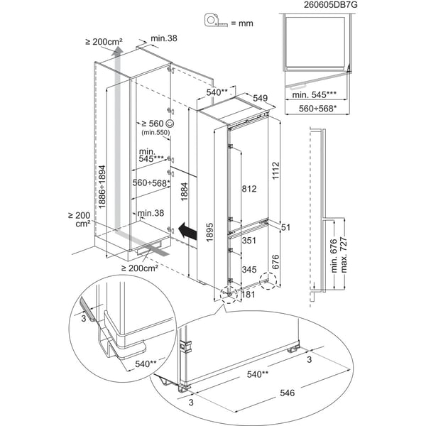 Electrolux KNA7CE19S Indbygget 269 L Hvid