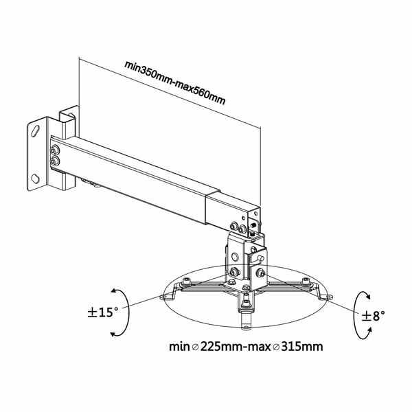 AISENS CWP01TSE-047 projektorfästen Innertak/vägg Svart
