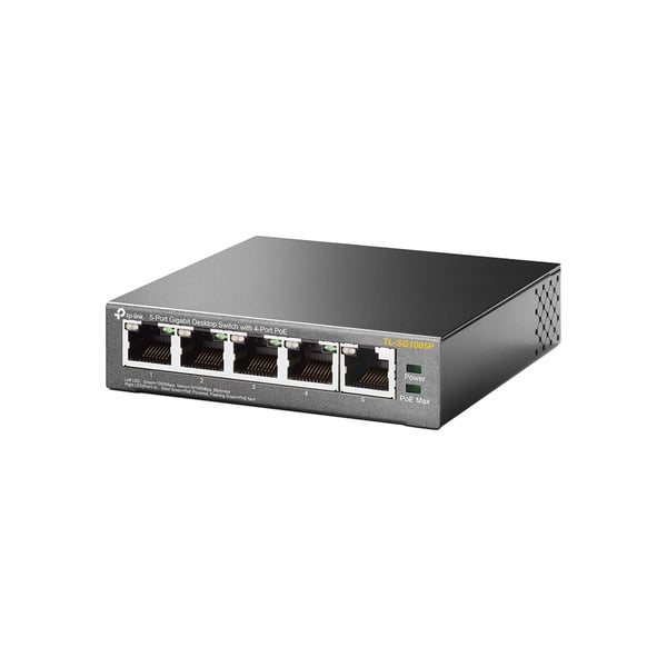 TP-Link TL-SG1005P Hallitsematon Gigabit Ethernet (10/100/1000) Power over Ethernet -tuki Musta