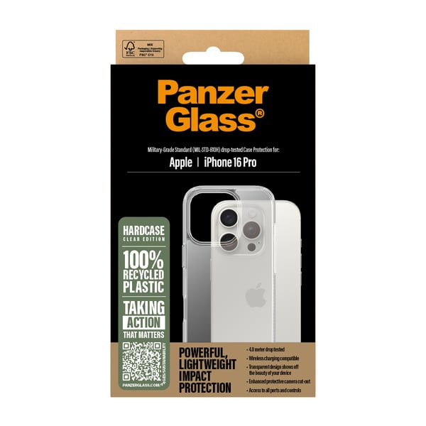 PanzerGlass ® HardCase Transparent iPhone 16 Pro mobiltelefonfodral Mobilskal