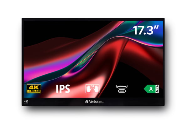 Verbatim 32239 computerskærm 43,9 cm (17.3") 3840 x 2160 pixel 4K Ultra HD LCD Berøringsskærm Sort