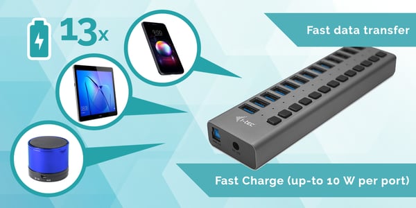 i-tec U3CHARGEHUB13 mobilladdare Universal Grå AC inomhus