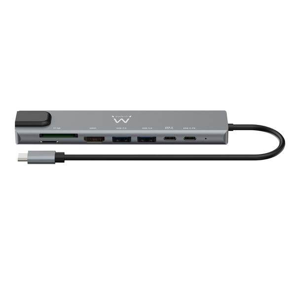 Ewent EW1146 kannettavien tietokoneiden telakka ja porttitoistin Langallinen USB 3.2 Gen 1 (3.1 Gen 1) Type-C Harmaa