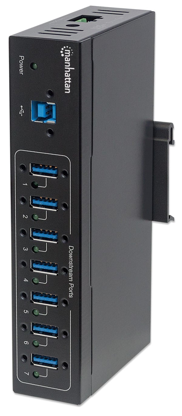 Manhattan 164405 gränssnittshubbar USB 3.2 Gen 1 (3.1 Gen 1) Type-B 5000 Mbit/s Svart