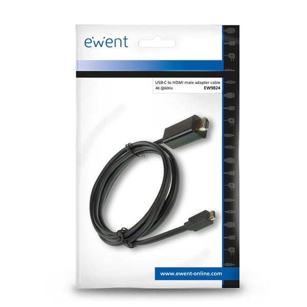 Ewent EW9824 videokaapeli-adapteri 2 m USB Type-C HDMI-tyyppi A (vakio) Musta