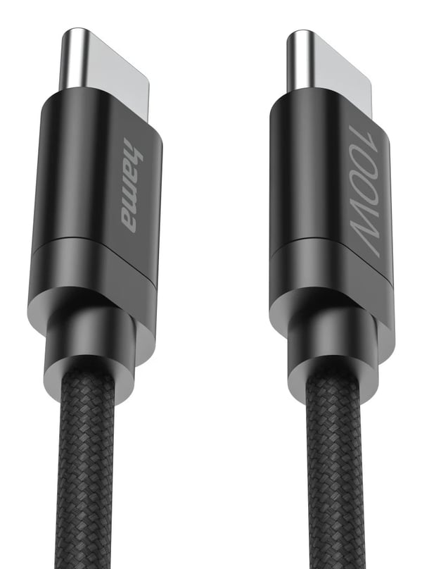 Hama Fabric USB-kabel USB 2.0 3 m USB C 0,48 Gbit/sek. 100 W Sort