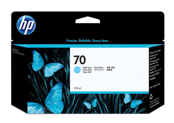 HP 70, vaaleansyaani mustekasetti, 130 ml