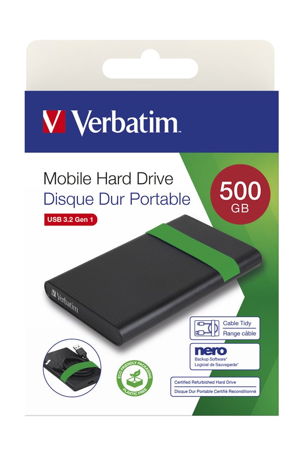 Verbatim 53111 externa hårddiskar 512 GB 5400 RPM 2.5" Micro-USB B 2.0/3.2 Gen 1 (3.1 Gen 1) Svart, Grön