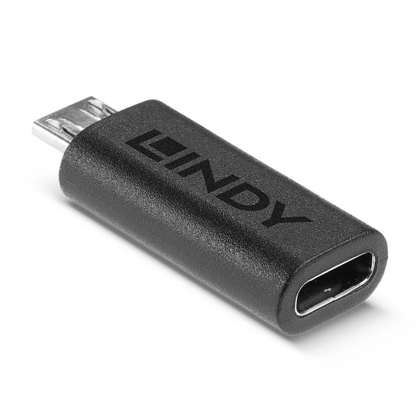 Lindy 41903 kabelomvandlare (hane/hona) USB Type C USB Type Micro-B Svart