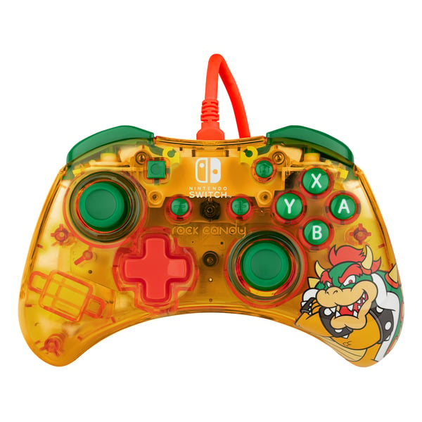 PDP Rock Candy: Lemon Bomb Bowser Grøn, Gennemsigtig, Gul USB Gamepad Analog/digital Nintendo Switch, Nintendo Switch Lite, Nintendo Switch OLED