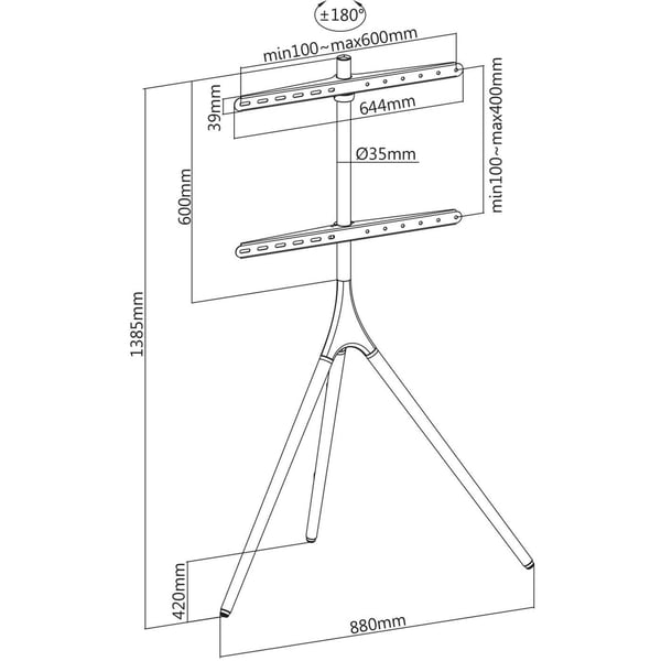 Manhattan 461795 tv-fäste 165,1 cm (65") Blå, Brun