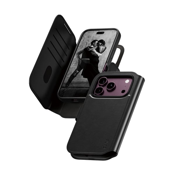 PanzerGlass CARE™ by ® Tango 2-in-1 Wallet Case Black w. MagSafe iPhone 2026 Pro | 17 Pro mobiltelefonfodral Mobilskal Transparent