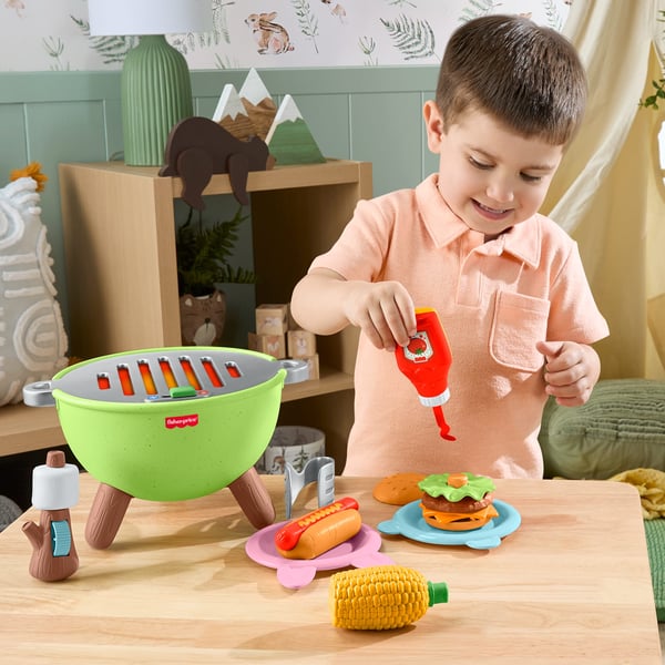 Fisher-Price Fisher-Price-madlegesæt Venskabsskoven Aktivitetsgrill for småbørn og ældre børn, 14 dele