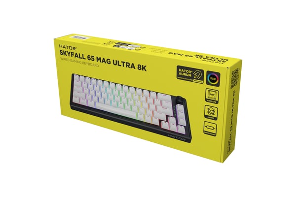 HATOR Skyfall 65 MAG ULTRA 8K näppäimistö Pelaaminen USB QWERTY Englanti (US) Musta, Valkoinen