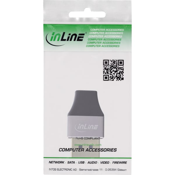 InLine 17291B kabelomvandlare (hane/hona) DisplayPort Mini DisplayPort Svart, Grå