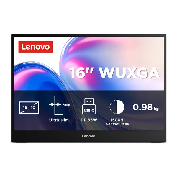 Lenovo L16 computerskærm 40,6 cm (16") 1920 x 1200 pixel WUXGA LED Sort, Grå