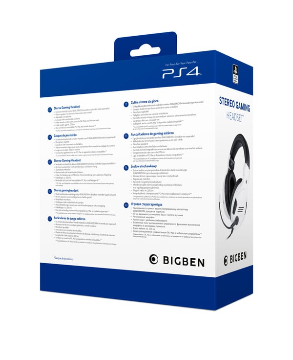 BIG BEN PS4OFHEADSETV3WHITE kuulokkeet ja kuulokemikrofoni Langallinen Pääpanta Pelaaminen Musta, Valkoinen