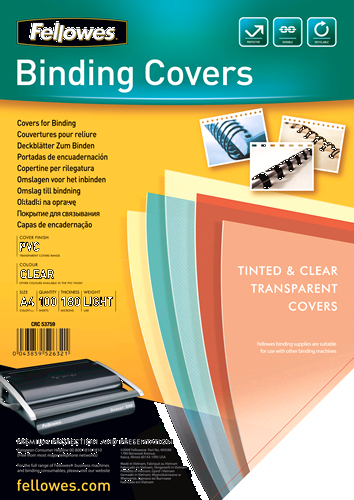 Fellowes 5375901 omslag til papirindbinding A4 Plast, PVC Transparent 100 stk