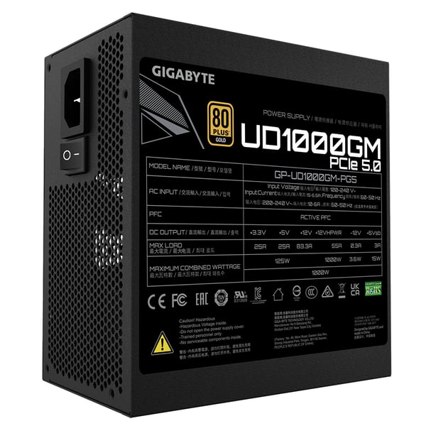 GIGABYTE UD1000GM PG5 enhed til strømforsyning 1000 W 20+4 pin ATX ATX Sort