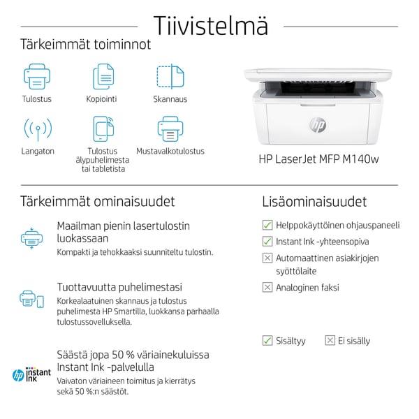 HP LaserJet MFP M140w -monitoimitulostin