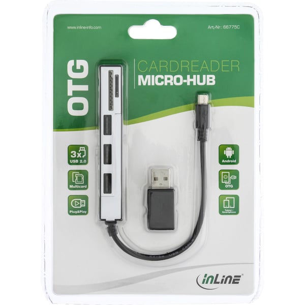 InLine 66775C kortläsare Micro-USB Svart