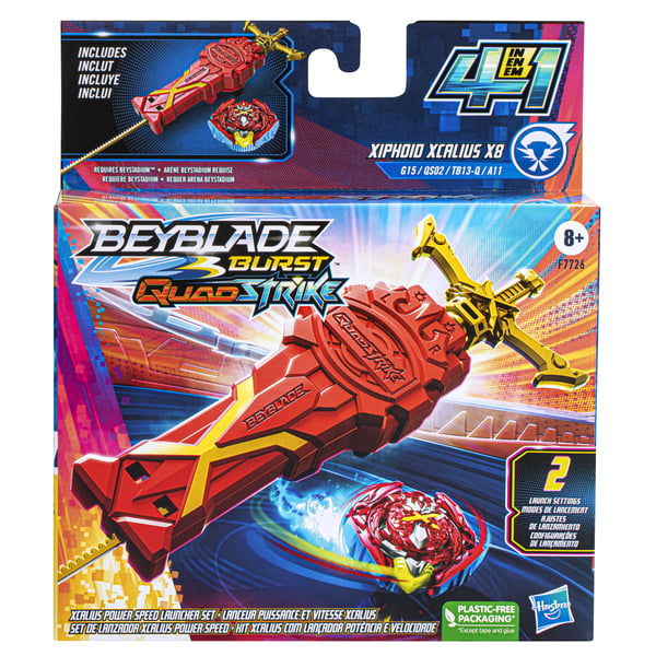 Beyblade Burst QuadStrike Xcalius Power Speed Launcher Pack Kæmpende spinnende top