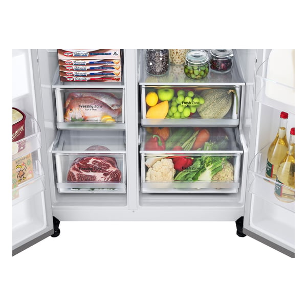 LG GSLV70PZTD Kombinerad kyl/frys side-by-side Fristående 635 l Metallisk, Silver