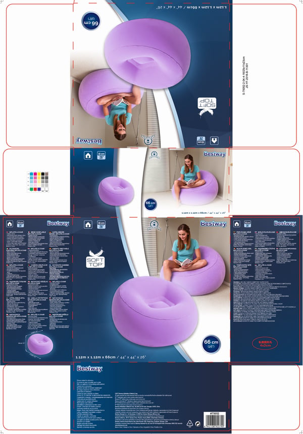 Bestway 75052 ilmatäytteinen nojatuoli Yksittäinen tuoli Sininen, Punainen, Violetti