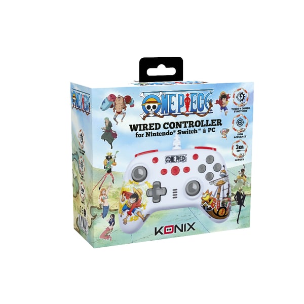 Konix One Piece Monivärinen, Valkoinen USB Pad-ohjain Nintendo Switch, PC
