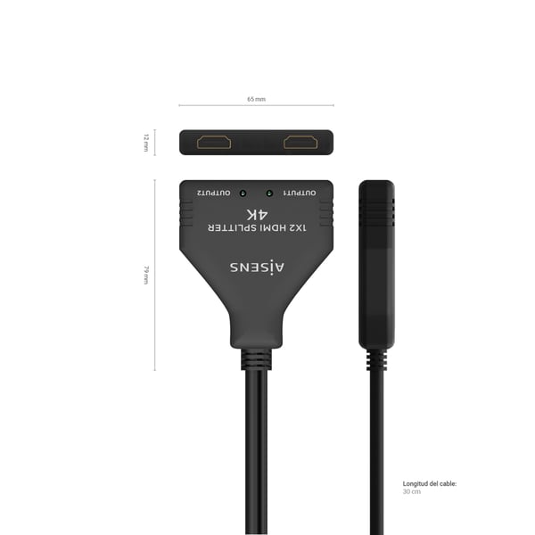 AISENS A123-0654 video-splitter HDMI 2x HDMI