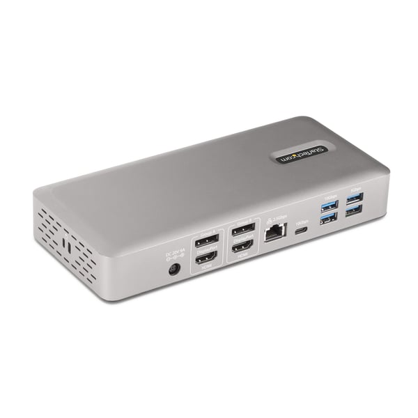 StarTech.com Thunderbolt 4 Multi-Display Docking Station, Docka för Quad/Triple/Dual-skärmar, 2x HDMI/2x DisplayPort, 7x USB-hubb, 2,5 Gigabit Ethernet, 98W Power Delivery, för Windows/MacBook