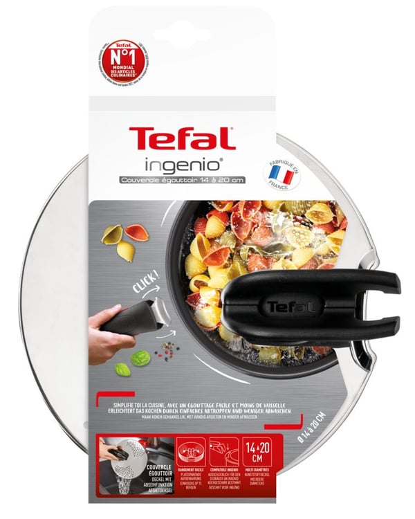 Tefal Ingenio L9829402 låg Rund Sort, Rustfrit stål