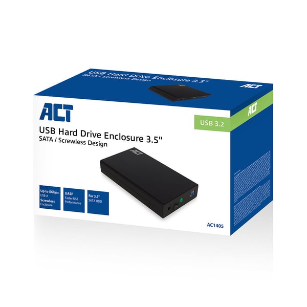 ACT AC1405 tallennusaseman kotelo HDD-/SSD-kotelo Musta 3.5"