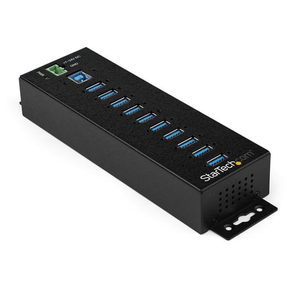 StarTech.com HB30A10AME USB 3.0 Hubb (10-Port, DIN-skena, Industriell användning, extern strömförsörjning, U