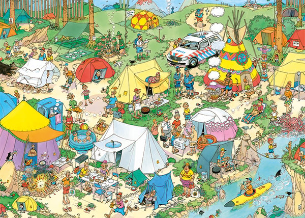 Jan van Haasteren Camping in the Forest 2000 pcs Pussel 2000 styck Serietidning