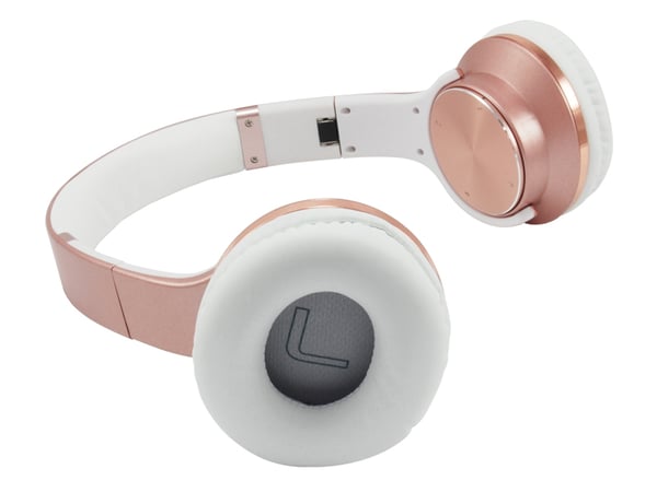 Conceptronic CHSPBTNFCSPKR hovedtelefoner/headset Kabel & trådløs Opkald/musik Micro-USB Bluetooth Lyserød guld, Hvid